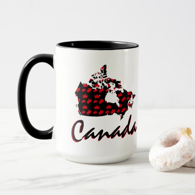 Unique fun Canadian red Maple Canada  coffee mug (With Donut)