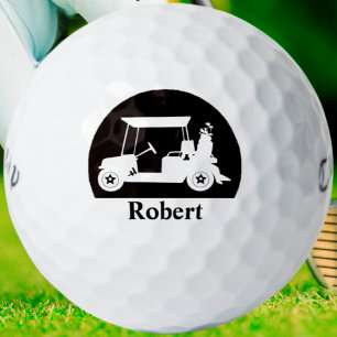 Unique Fun Golf Cart with Clubs First Name  Golf Balls