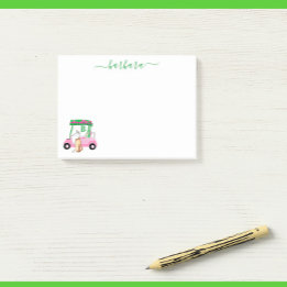 Unique Fun Golf Gal Cart Monogram Name Post-it Notes