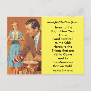 Unique Fun Memory Couple Fondue Party New Year's  Holiday Postcard