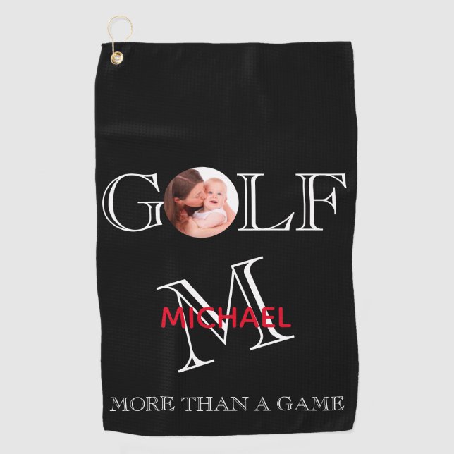 Unique fun Photo Monogram and Name Golf Towel (Front)