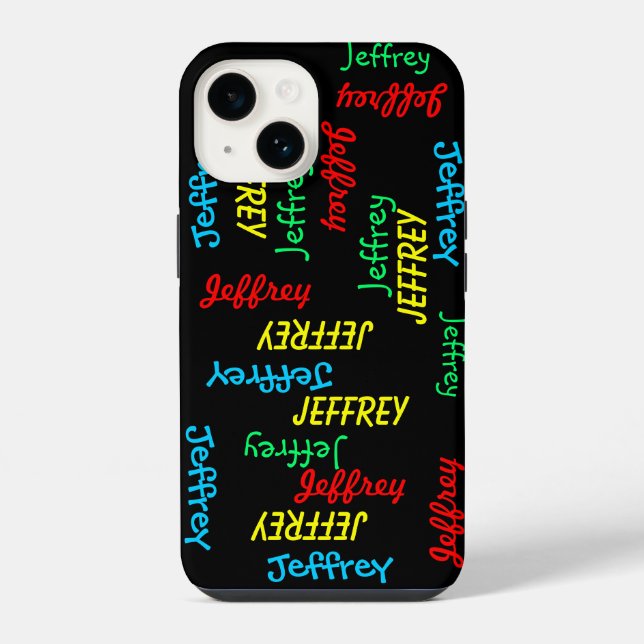 Unique Fun Repeating Names on Black, Personalised  iPhone Case (Back)