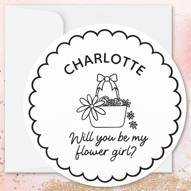 Unique Fun Round 'Will You Be My Flower Girl?' Card (Customize this circle-shaped card with her name—a flower girl moment she’ll never forget!)