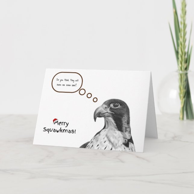 Unique Funny Christmas Falcon Holiday Card (Front)