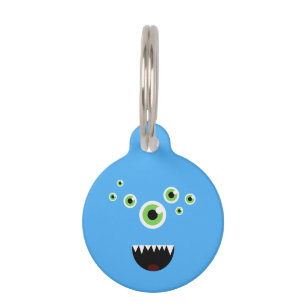 Unique Funny Crazy Cute Blue Monster Pet Tag
