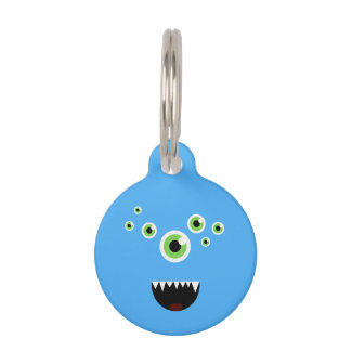Unique Funny Crazy Cute Blue Monster Pet Tag