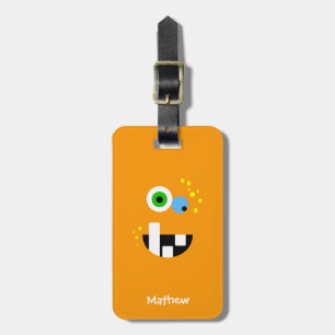 Unique Funny Crazy Oragne Monster Luggage Tag