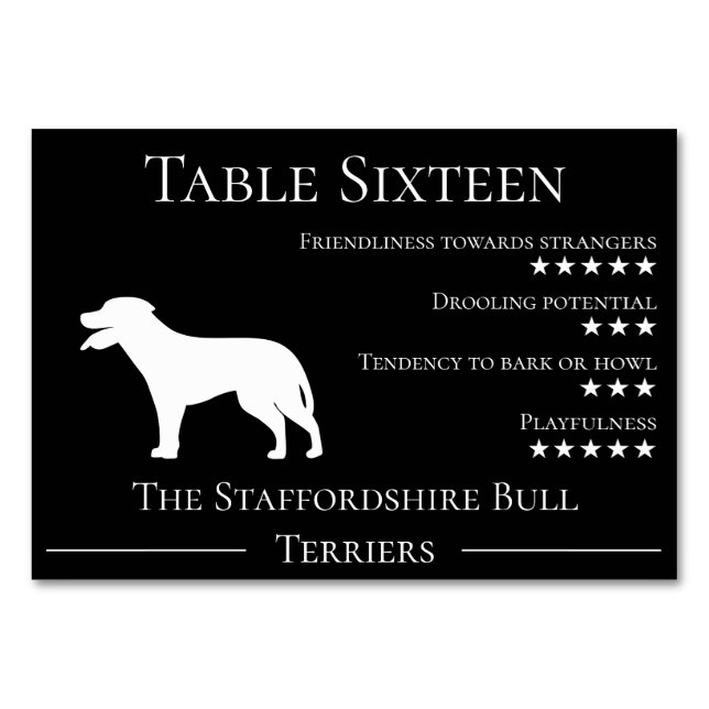 Unique funny dog breed guest bull terrier team or table number (Front)