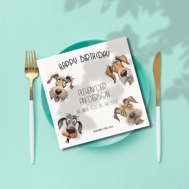 Unique Funny Dog Happy Birthday Napkin (Creator Uploaded)