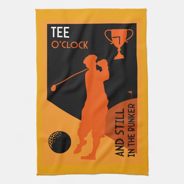 Unique Funny Vintage Golf Gift Tea Towel (Vertical)