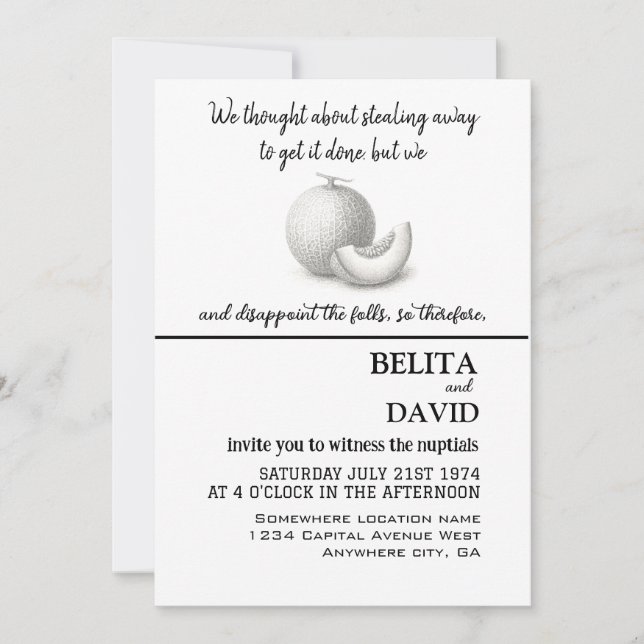 Unique, funny wedding invitation (Front)