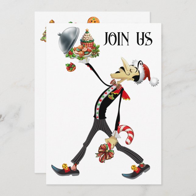 Unique Gathering Christmas Waiter Series  Invitation (Front/Back)