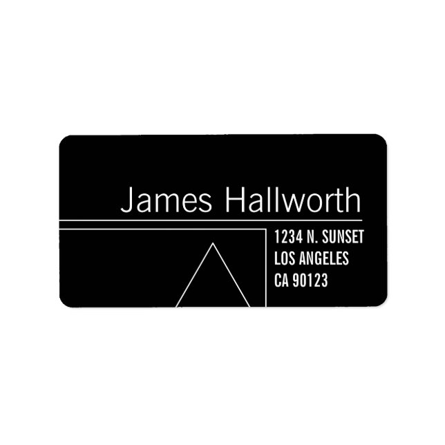 Unique Geometric Black & White Return Address Label (Front)