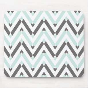 Unique Geometrical Light Blue Grey Chevron Pattern Mouse Pad