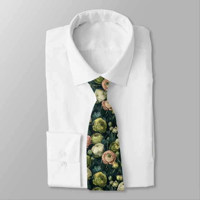 Unique Gifts For Husband Ranunculus Floral Tie (Tied)