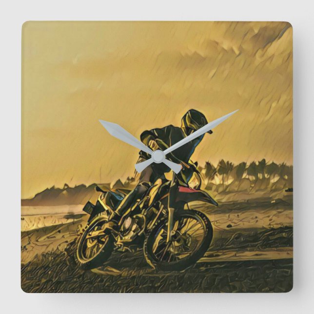 Unique gifts for motorcycle riders square wall clock (Front)
