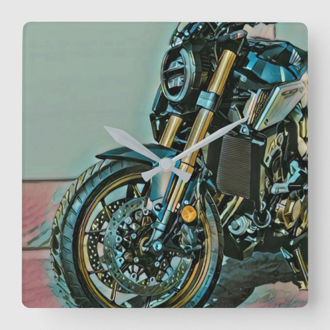 Unique gifts for motorcycle riders square wall clock (Front)
