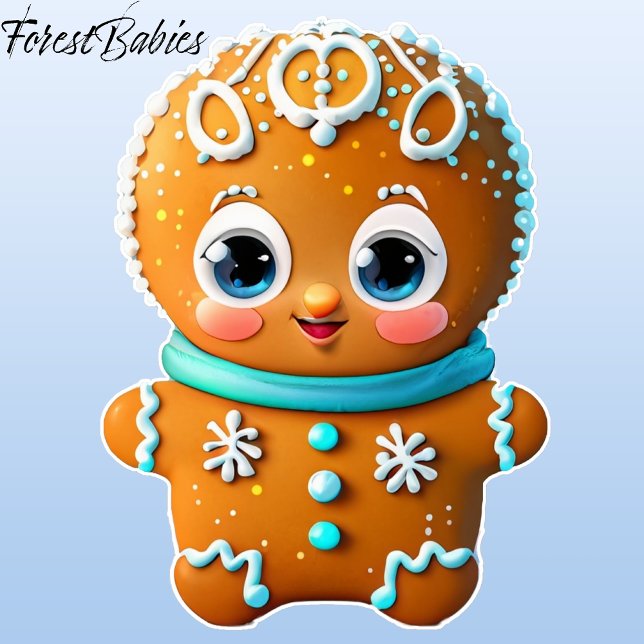 Unique Gingerbread Boy Cookie Cartoon Graphic (Gingerbread Man, Boy 🎄 Christmas Sticker)