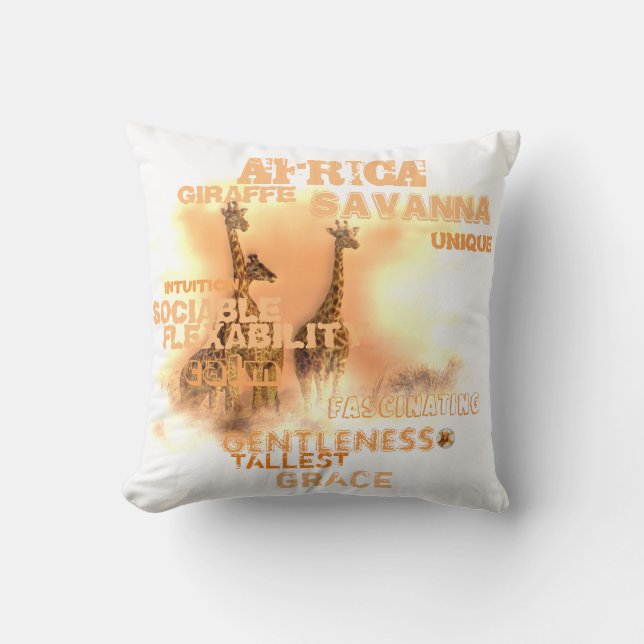 Unique Giraffes Throw Pillow (Front)