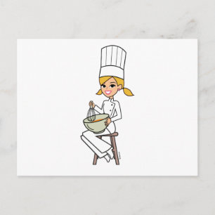 Unique Girl Chef Illustration Postcard