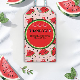 Unique Glitter Modern Watermelon Baby Shower Gift Tags