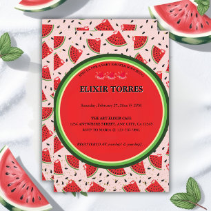 Unique Glitter Modern Watermelon Baby Shower Invitation