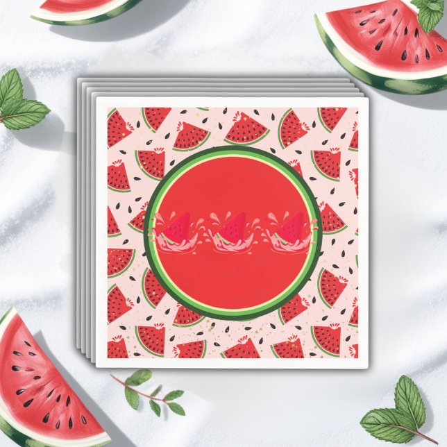 Unique Glitter Modern Watermelon Baby Shower Napkin (Creator Uploaded)