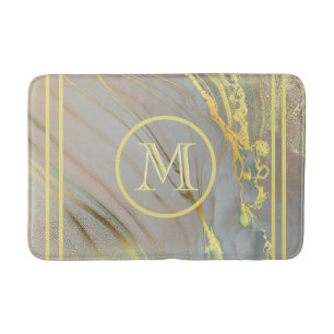 Unique Gold Abstract Custom Monogram  Bath Mat
