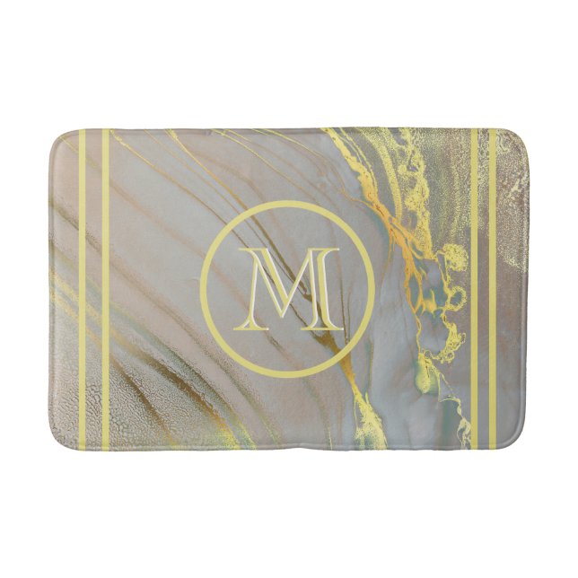 Unique Gold Abstract Custom Monogram  Bath Mat (Front)
