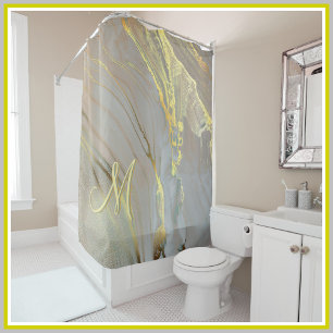 Unique Gold Abstract Custom Monogram   Shower Curtain