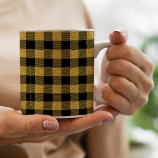 Unique Gold and black Buffalo plaid Decorative Coffee Mug