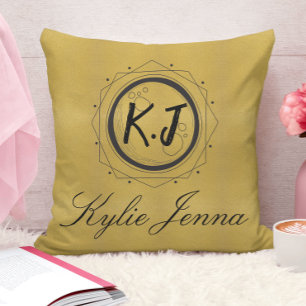 Unique gold and black elegant script calligraphy cushion
