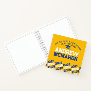 Unique Gold & Blue Graduation Guestbook Notebook