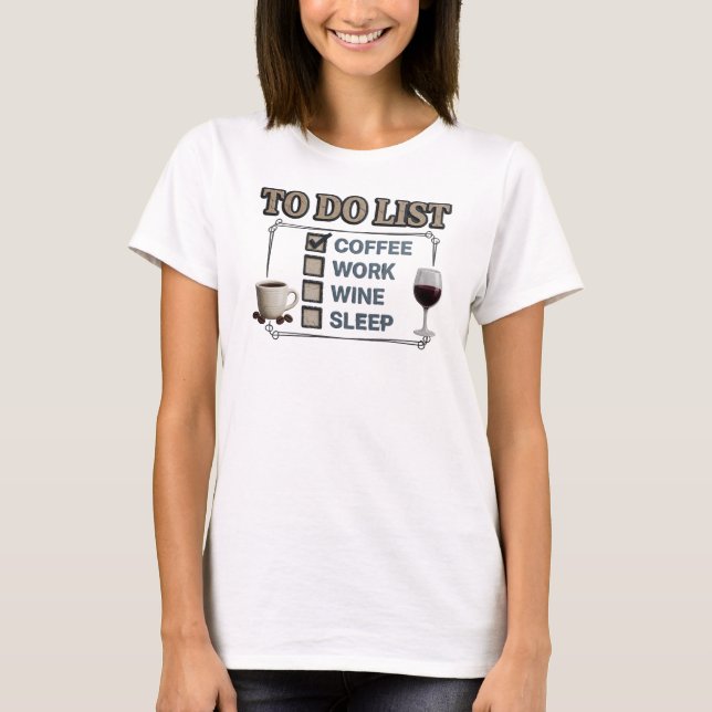 Unique Gold COFFEE THEN WINE Graphic Tee (Front)