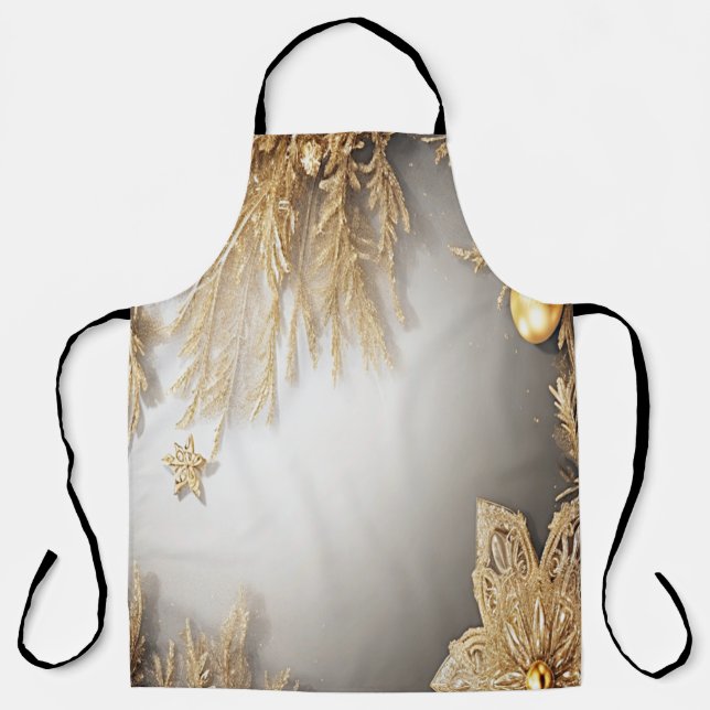 Unique Gold Decorative Holiday Apron (Front)