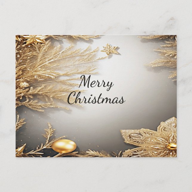 Unique Gold Decorative Holiday Christmas Postcard (Front)