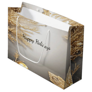 Unique Gold Decorative Holiday Gift Bag