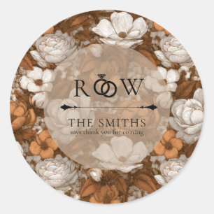 Unique Gold Gardenias Aesthetic Floral Wedding Classic Round Sticker