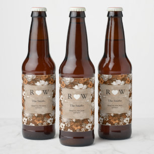 Unique Gold Gardenias Charm Rustic Wedding Beer Bottle Label