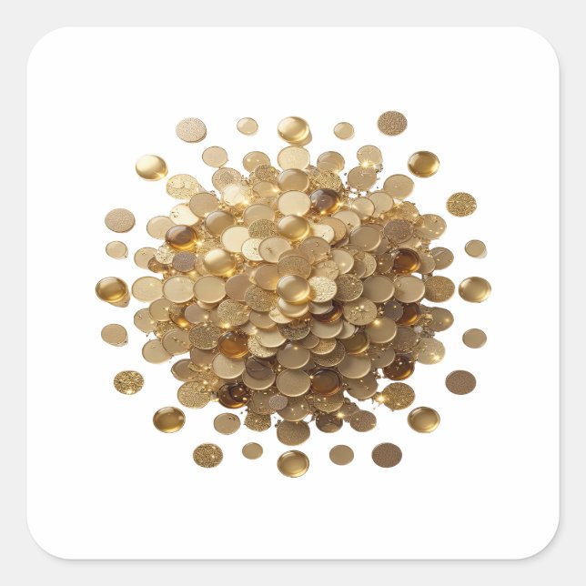 Unique Gold GOLDEN COINS EXPLOSION Vinyl Style Square Sticker (Front)