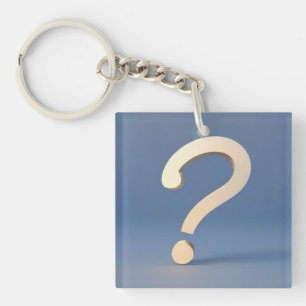 Unique Gold Question Mark with a Blue Background Key Ring