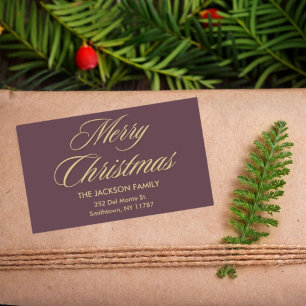 Unique Gold Typography Merry Christmas Holiday Rectangular Sticker