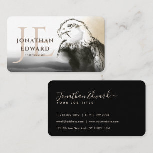 Unique Golden American Bald Eagle Monogram Business Card