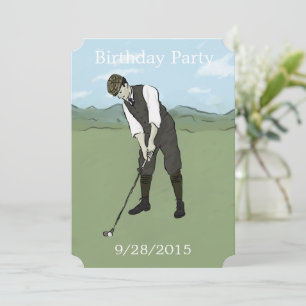 Unique Golf Art Birthday Party invitations