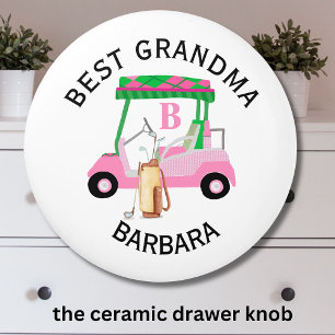 Unique Golf Cart Best Grandma Monogram Name   Ceramic Knob