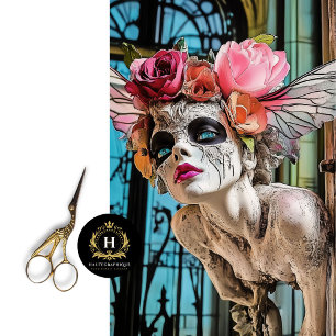 Unique Gothic Gargoyle Vintage Floral Decoupage  Tissue Paper