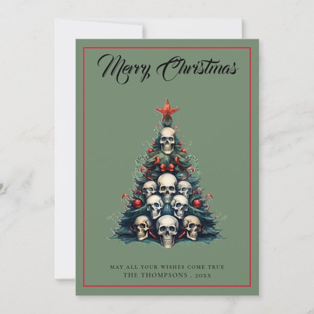 Unique Gothic Tree Christmas Holiday Card (Front)