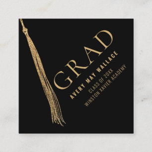Unique Graduation Custom Photo Black Gold Tassel  Enclosure Card