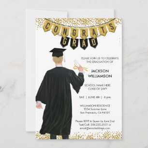 Unique Graduation Invitation Male Blonde Hair