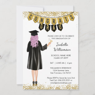  Unique Graduation Invitation Purple Hair
